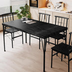 5-Piece Dining Table Set for 4, Kitchen Table Set with 1.6" Thick Tabletop,Space-Saving Rectangular Dining Room Kitchen Table Chair Set for Small Space,Dinette,Apartment,Rustic Black