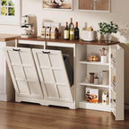 YITAHOME Farmhouse Kitchen Island with Power Outlet, Kitchen Storage Island with 2 Tilt-Out Compartments for 13 Gallon Trash Bins, Adjustable Shelf