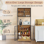 VECELO 72in Tall Kitchen Pantry Cabinet Set of 2 with Doors and Shelves, Large Freestanding Storage Cupboard with Countertop Hutch, Oak