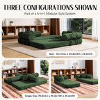 79" Corduroy Sofa Bed, Boneless Couch in a Box with 2 Pillows, High-Density Foam 4-in-1 Foldable Sleeper Futon Loveseat for Small Spaces, No Assembly, Side Pockets, Hex Arm Hunter Green