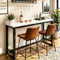 Long Bar Table, 1" Thick Wooden Narrow Pub Height Table with Storage, Farmhouse Counter High Table for Cafe Living Room Bistro White(Single Layer-Guard) 39.5×11.9×41"