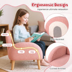 Costzon Kids Sofa, Children Pink Armchair with Solid Wood Frames, Plush Fabric, Anti-Tip Design, Floor Reading Sofa Chair for Playroom, Kids Room, Nursery, Toddler Couch Chair Comfy for Boys Girls