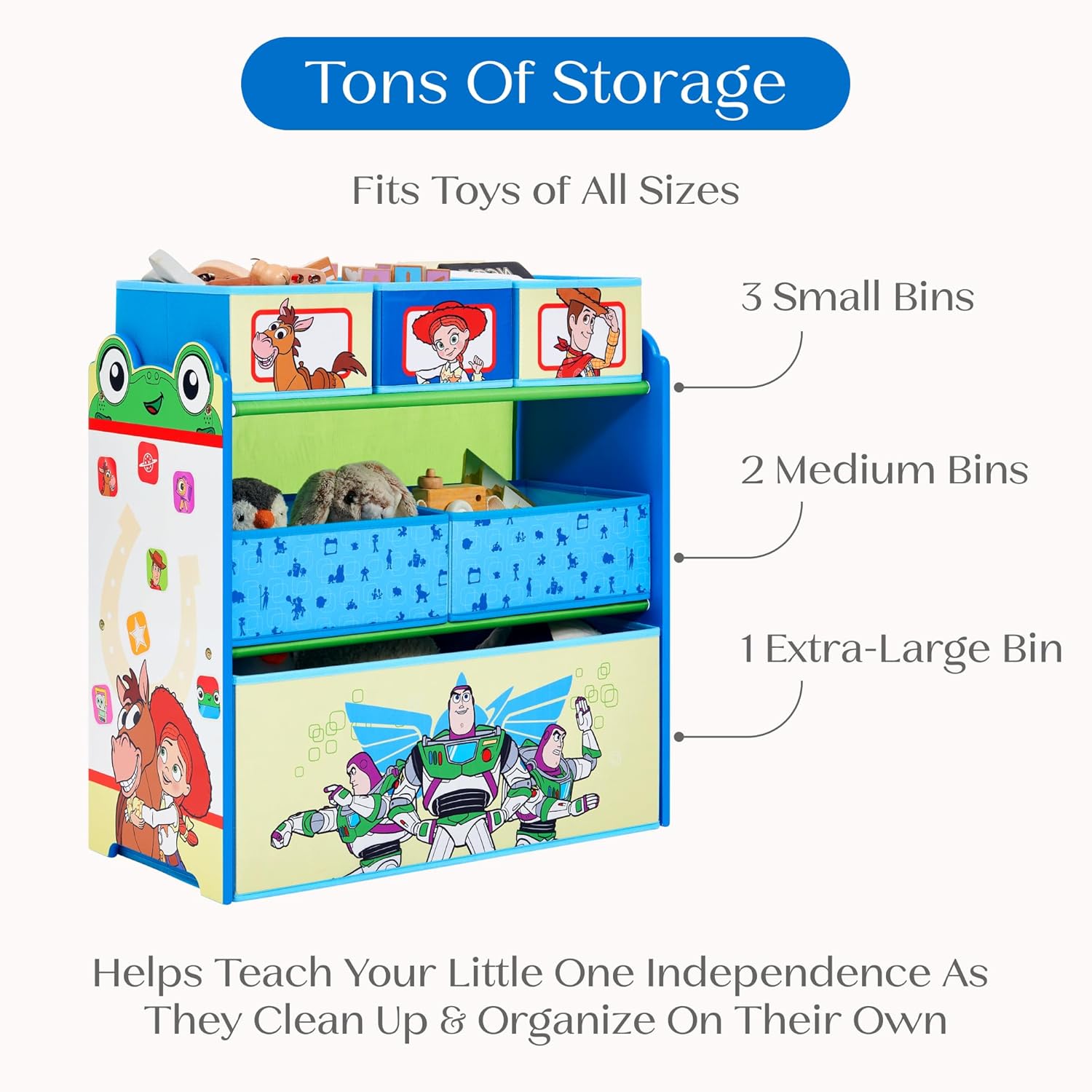 Delta Children - Toy Story Design & Store 6 Bin Toy Storage Organizer - Greenguard Gold Certified, Blue