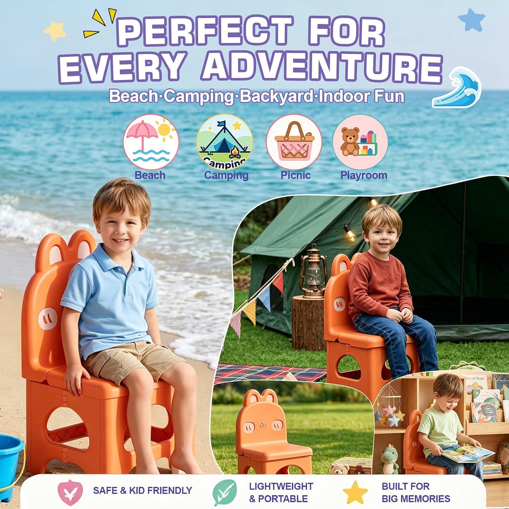 Red Kids Folding Chair Easy to Store, Suitable for Ages 3+ | This foldable chair helps correct poor sitting posture. Stylish, sturdy and easy to store. Applicable to any occasion.