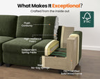 CHIC HOUSE Modular Sectional Sofa with Storage Ottomans, Corduroy Cloud Couch for Small Spaces & Apartments, Reconfigurable L/U Shaped Convertible Corner Sofa, Beige, 5 Seater Sectional