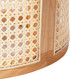 Merax 15.7" Round End Table Artistic Rattan Hollow Woven Accent Side Table, Rubber Wood Nightstand, Chic Home Decor for Living Room Bedroom, Easy Assembly, Natural Color