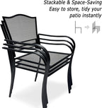 Patio Dining Chairs Set of 4, Black Stackable Outdoor Dining Chairs, Metal Mesh Patio Furniture Set for Garden Backyard Lawn Deck Support Over 300 lbs