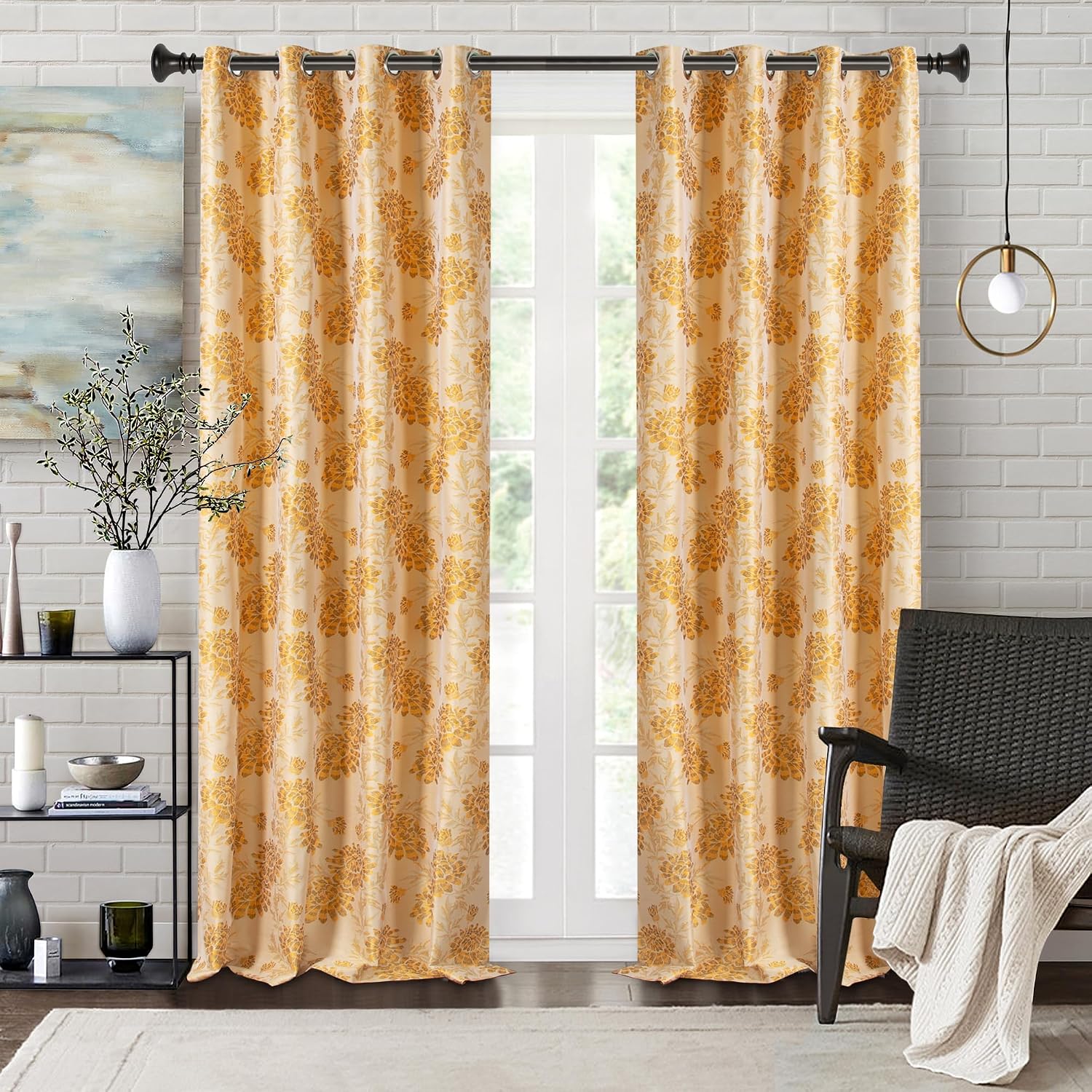 Deco Window Curtain Rods for Windows 18 – 44 Inch, 1 Inch Heavy Duty Extendable Metal Drapery Rod, Adjustable Curtain Rod with Decorative Vaso Finials for Living Room Bedroom, Imperial Bronze