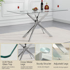 HomVent 5 Piece Rectangular Glass Dining Table Set, Tempered Glass Dinner Table Set for 4 Kitchen Table Set with 4 Velvet Upholstered Chairs for Kitchen Dining Room