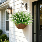 20Pcs Fake Plants Artificial Flowers Monkey Grass for Outdoors，UV Resistant Realistic White Artificial Plants Outdoor，No Fade Greenery Shrubs Outside Decor for Courtyard Porch Patio Garden