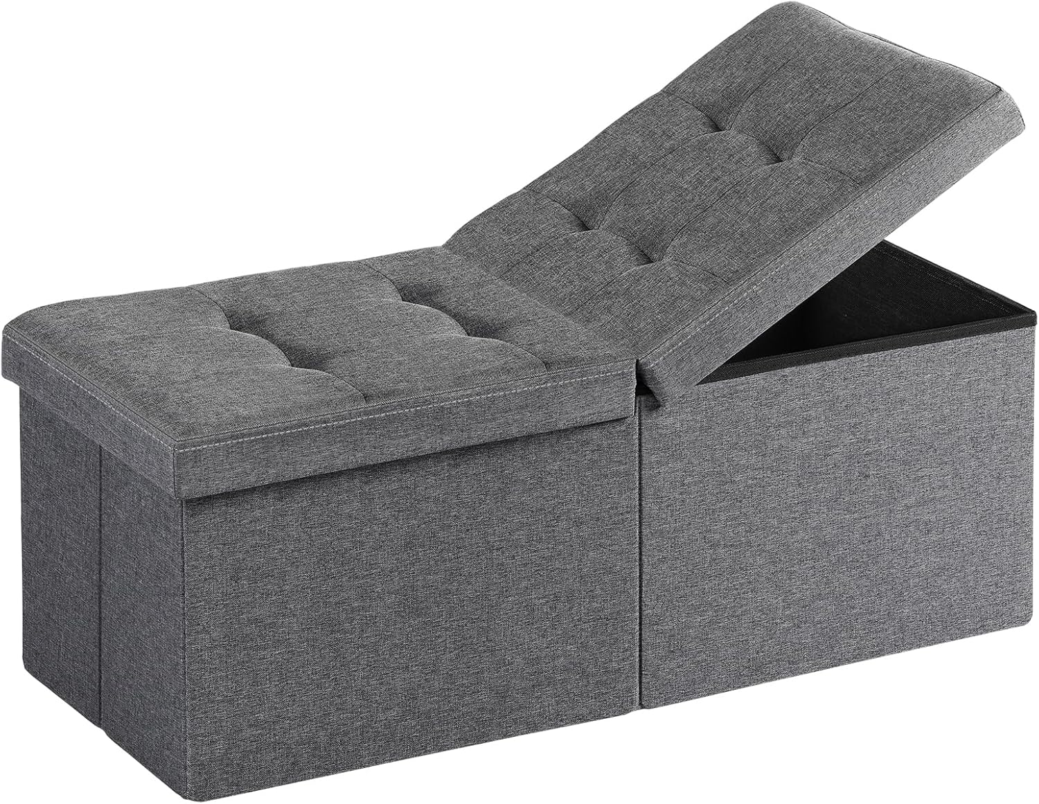 30-INCH Storage Ottoman Bench, Footrest with Storage, End of Bed Bench Coffee Table for Living Room, Bedroom, Entryway, Dark Gray