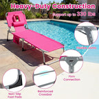 Giantex Face Down Tanning Chair, Folding Beach Lounge Chair w/ 4-Position Adjustable Backrest, Outdoor Sunbathing Lounge Chair w/Face Arm Holes & Storage Pocket for Patio Deck Poolside (2, Pink)