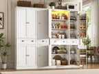 71"H Tall Kitchen Pantry Cabinet,39"W Large Freestanding Kitchen Hutch Wood Stoarge Floor Cabinet w/6 Door Shelves,2 Large Drawer,Adjustable Shelves,Modern Food Pantry for Kitchen,Dining Room,White
