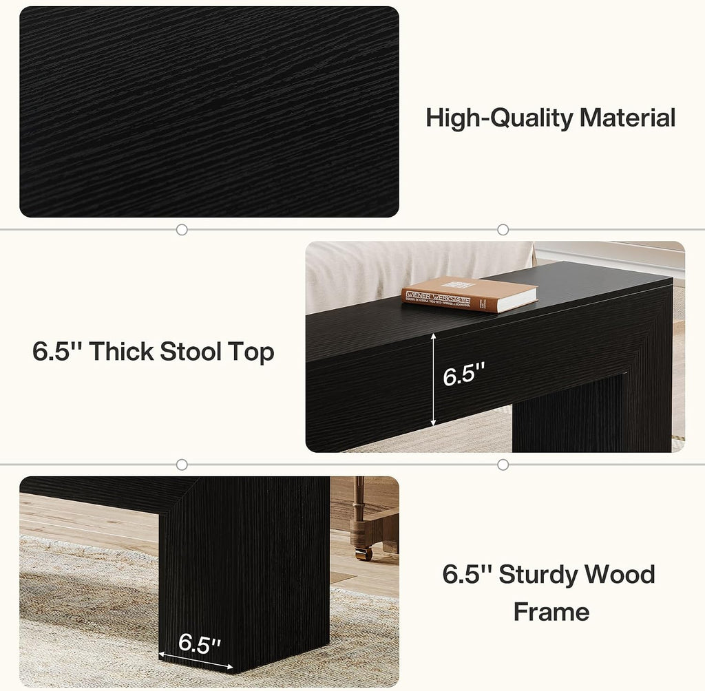 Tribesigns Dining Bench, Farmhouse Wooden Entryway Bench, Entry 47" Long Bench for Living Dining Room, Hallway and Bedroom, Easy Assembly, Black