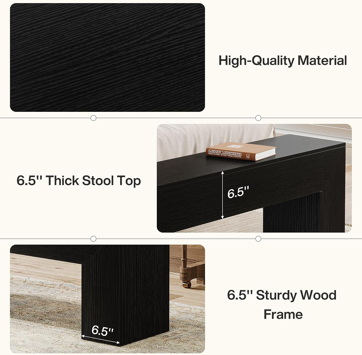 Tribesigns Dining Bench, Farmhouse Wooden Entryway Bench, Entry 47" Long Bench for Living Dining Room, Hallway and Bedroom, Easy Assembly, Black