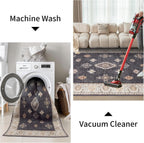 ILANGO Washable Area Rugs 5x7 for Living Room Vintage Area Rugs Non Slip Boho Dining Room Rugs for Under Table Ultra-Thin Low-plie Floor Carpet for Bedroom Farmhouse