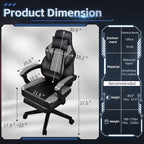 DL-win Gaming Chair for Adults with Footrest, Ergonomic Computer Gamer Chair with Massage Lumbar Support, High Back Reclining Gaming Chair, Adjustable Swivel Desk Chair for Home Office, Grey