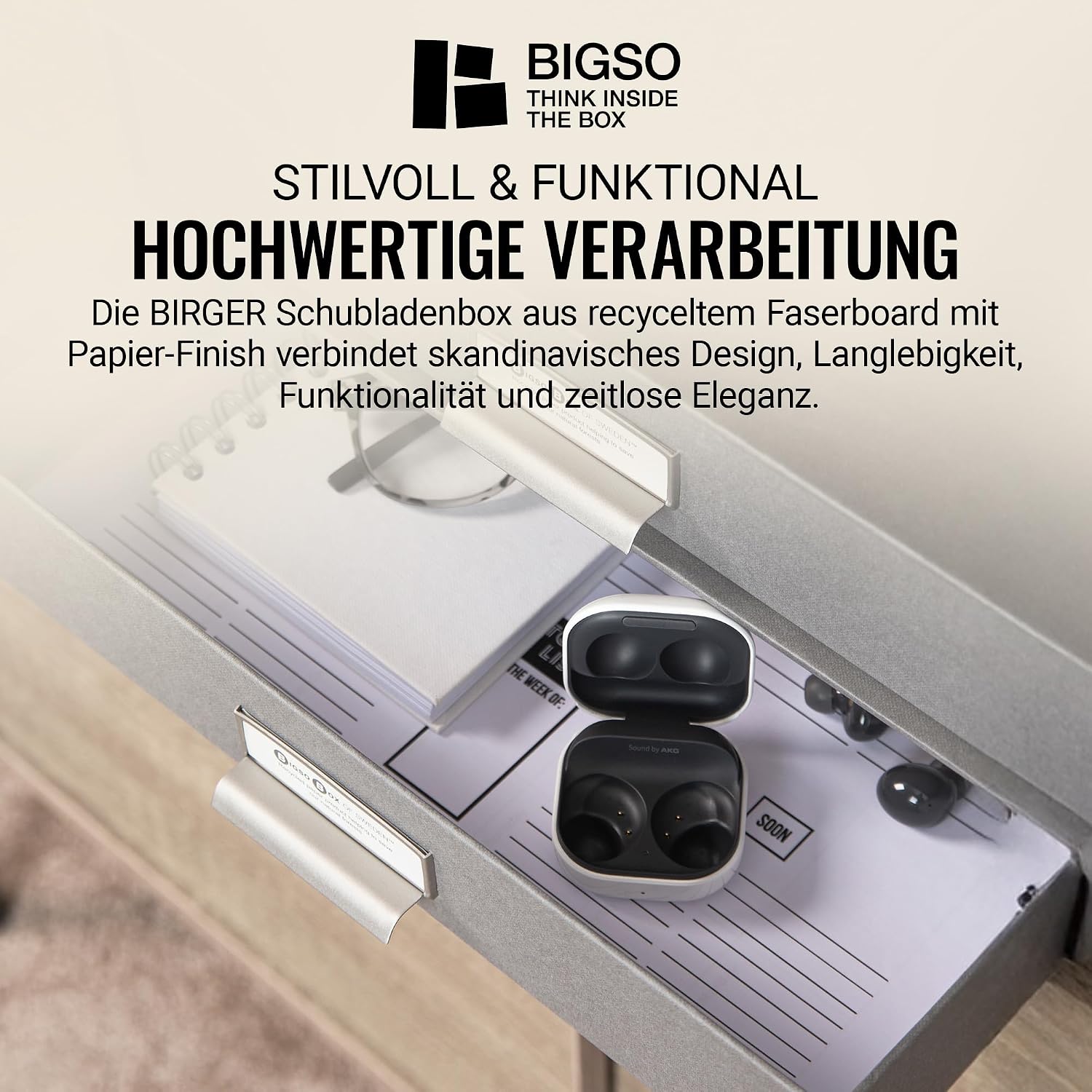 STORE.IT Bigso Box Birger 943154144 Storage Box with Drawers 33 x 25 x 14.5 cm Grey
