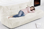 Bean Bag 3-Seater Chair Big Sofa Beanbag Chair for Adults Fireside Chair Bean Bag Lounger with Memory Foam Filled for Home,Apartment or Gaming Venue（Beige Plush）