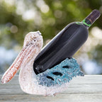 Corner Merchan Pelican Wine Bottle Holder - Nautical Wine Holder Tabletop Centerpiece - Single Bottle Rack Pelicans Decor - Decorative Counter Wine Rack