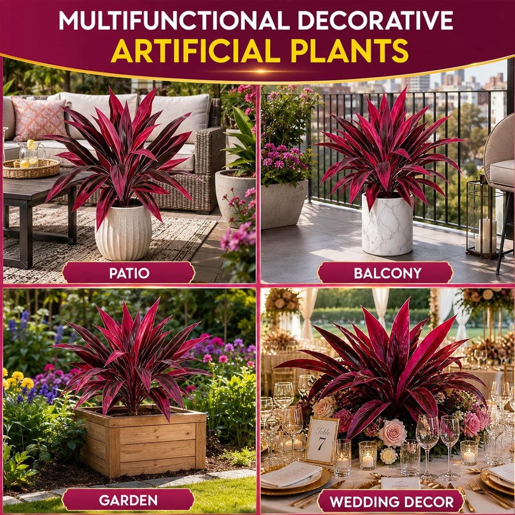 Artificial Tropical Plant UV Resistant Large Faux Plants Outdoor Fake Boston Ferns Potted Plants Realistic Agave Plastic Hostas Greenery Patio Outside Shrubs Flower Grass Front Porch Decor (2 PCS)