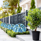 Suncalla 2 Set Turquoise Blue Artificial Topiary Ball Trees with Hydrangea Flower, 19.7" UV Resistant Outdoor Artificial Plants with Ground Spike for Planter Front Door Home Indoor Porch Patio Decor
