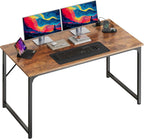 PRAISUN 47 Inch Computer Gaming Desk with Power Outlets and USB-C Port, 24 Inch Deeper Desktop, Office Desk for Home Office, Study, Bedroom, Writing Work from Home Desk, Metal Frame, Rustic Brown