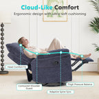 ANJ Swivel Rocker Recliner Chair, Manual Fabric Glider Nursery Recliner Chair, Single Rocking Modern Sofa Home Theater Seating for Living Room, Nursery (Slate Blue)