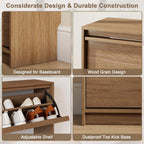 Shoe Cabinet with 3 Flip Drawers, 31.5" W Narrow Shoe Storage Cabinet for Entryway, Slim Shoe Organizer with Adjustable Shelves, Freestanding Shoe Rack for Hallway, Living Room, Walnut