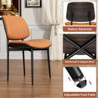 YaFiti Dining Chairs Set of 4, Mid Century Modern Dining Room and Kitchen Chairs, Upholstered PU Leather Chairs with Walnut Bentwood and Metal Legs, Orange