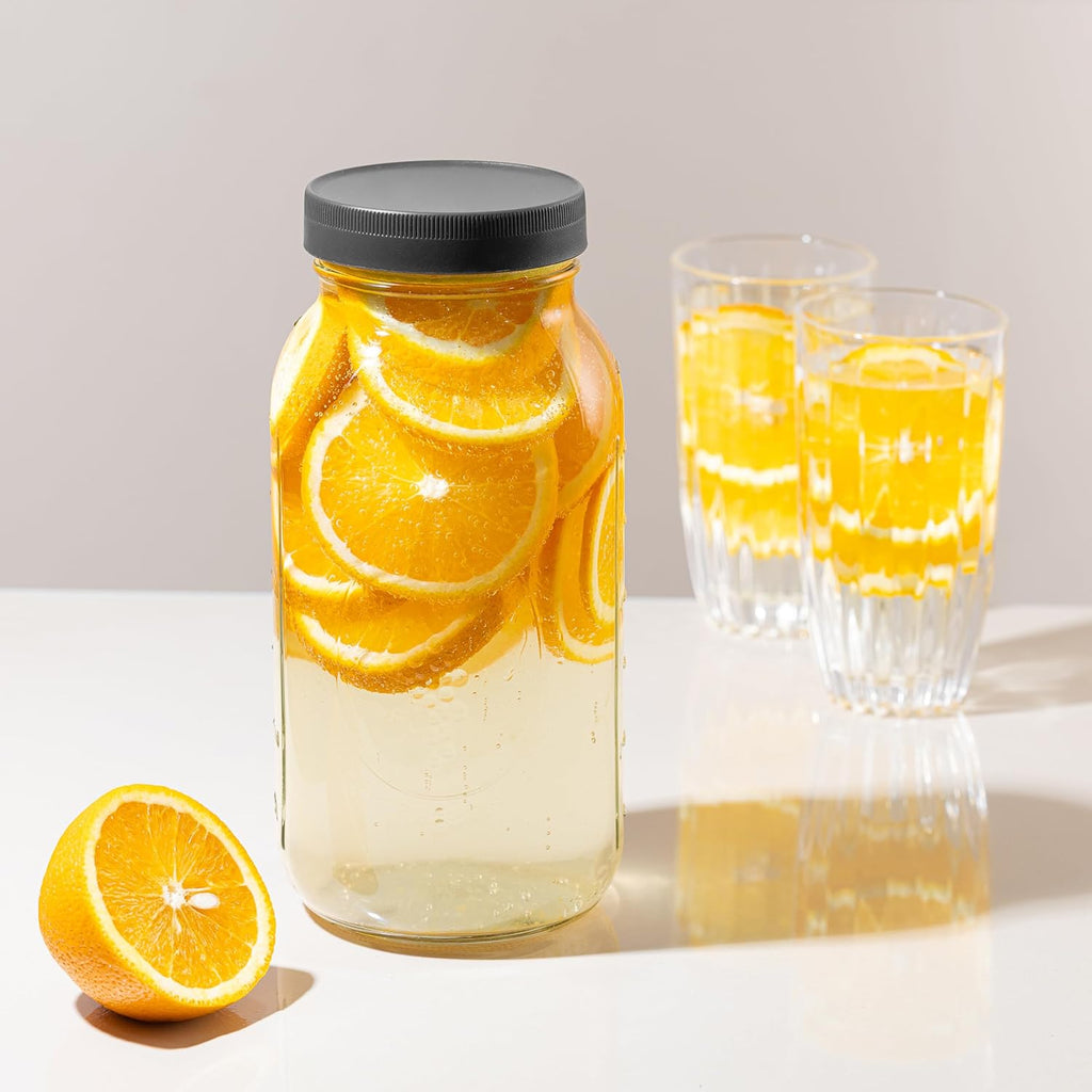 Wide Mouth Mason Jars 64 oz [2-Pack] with Airtight Lids – Large Glass Storage Jars for Pasta, Cookies, Dry Goods & Infused Water | BPA-Free Leak-Proof Lids