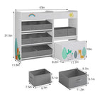 BOTLOG Kids Bookshelf with Fabric Bins and Movable Toy Chest, Toy Storage Organizer for Kids, Toddler Montessori Bookshelf for Nursery, Playroom, Kindergarten