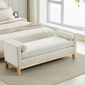 66.34" End of Bed Bench Boucle Fabric Long King Size Bench, White. | Entryway Bench Ottoman Upholstered Extra Long Seat for Bedroom, Entryway, Hallway, Cloakroom, Window Bench.