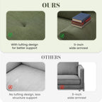 GRUSIGN 108'' Modular Sectional Boneless Sofa, Tufted Sectional Couches for Living Room,Oversized L Shape Deep Seat Sofa with Ottoman & 3 Throw Pillows,Corduroy Cloud Couch,Green