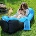 Inflatable Lounger Air Sofa Hammock, Inflatable Couch for Camping, Perfect for Beach Chair Waterproof Anti-Air Leaking Pouch Couch Air Chair for Outdoor, Beach, Hiking (Purple)