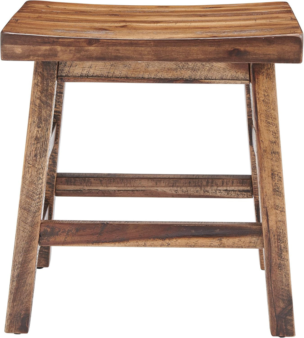 Durango 20-Inch Saddle Seat Stool – Backless Solid Wood Kitchen Stool for Dining Table, Counter, or Entryway – Rustic Farmhouse & Industrial Accent Seating by Alaterre Furniture