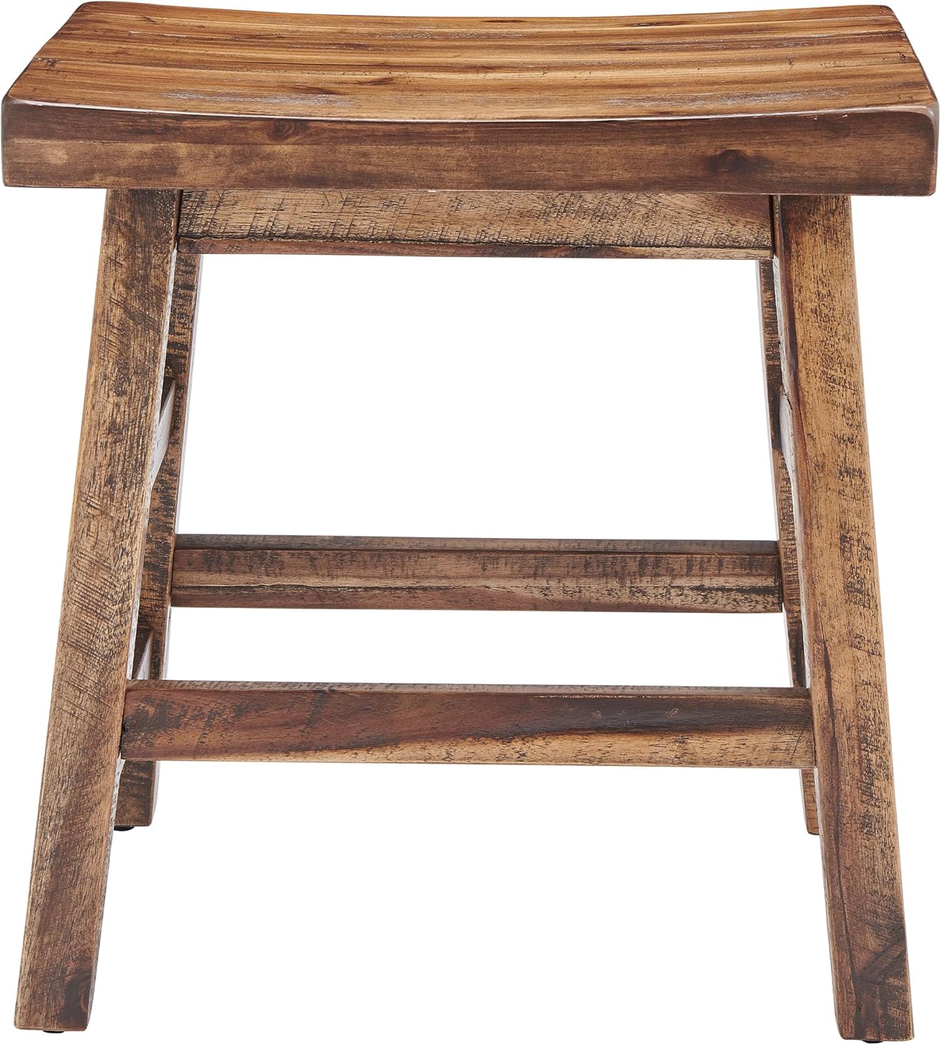 Durango 20-Inch Saddle Seat Stool – Backless Solid Wood Kitchen Stool for Dining Table, Counter, or Entryway – Rustic Farmhouse & Industrial Accent Seating by Alaterre Furniture