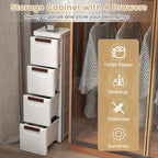 LOKO 4-Drawer Narrow Storage Cabinet, Slim Rolling Cart, Mobile Plastic Cart Container with Pull Handles, Built-in Wheels, for Living Room, Kitchen, Bathroom, Office (7.5"x16.5"x29.5" (4 Drawer))