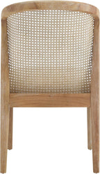 Modern Dining Chairs Set of 2, Fabric Upholstered Kitchen Chairs with Cane Webbing Back and Rubberwood Frame, Beige and Natural for Dining Room