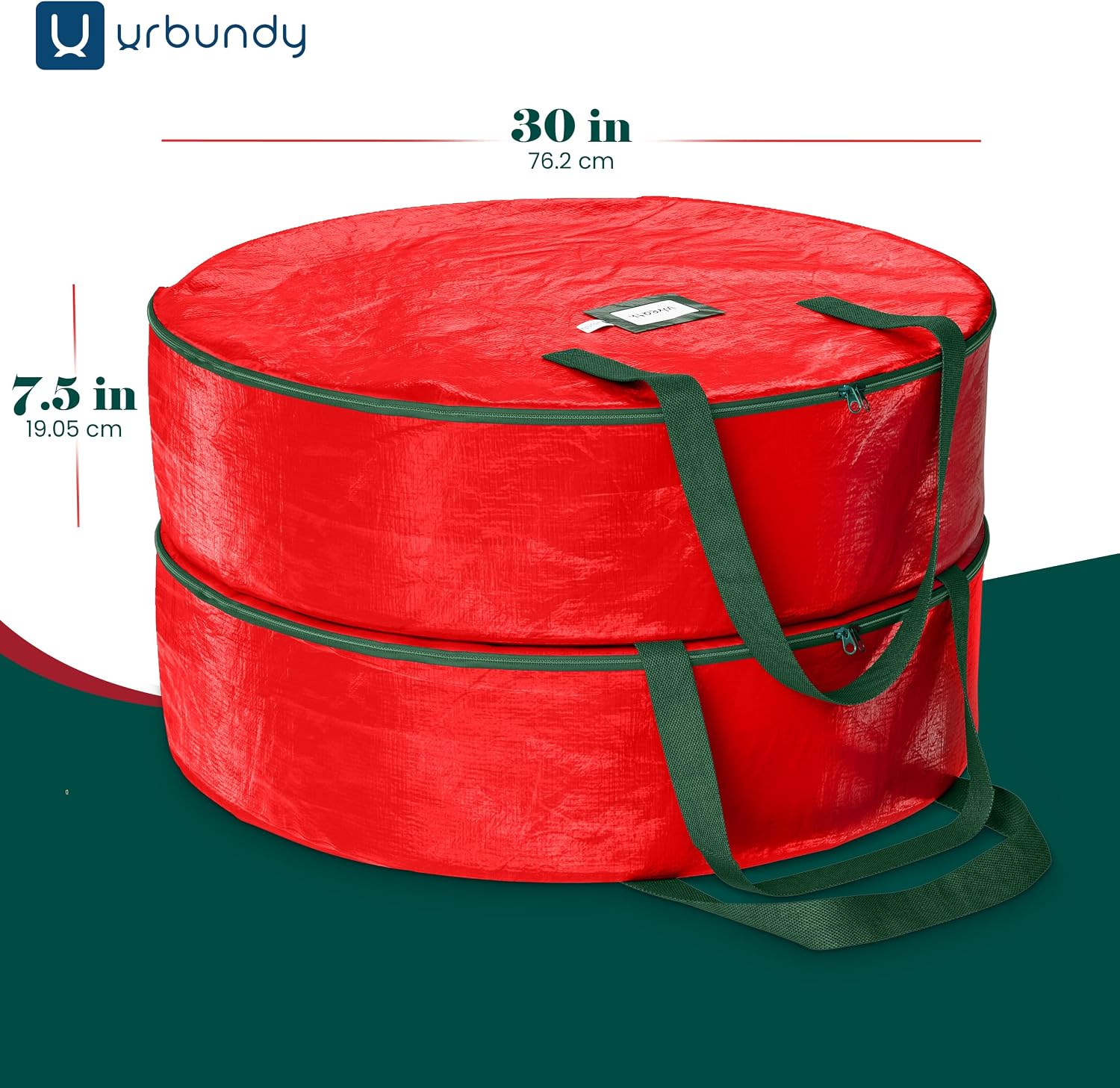 Heavy Duty Wreath Storage Bag 30 Inch, 2-Pack - Christmas Wreath Storage Container Red - Waterproof Plastic Material Wreaths Holder Storages - Holds 30 Inch Wreaths For Year Round