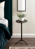 Kate and Laurel Henshall Mid-Century Metal Round Side Table, 12 x 12 x 24, Bronze, Sand Cast Aluminum Sculptural Indoor Plant Stand with Tripod Base for Use as End Table or Bedroom Nightstand