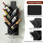 FAVOOSTY Wine Rack Wall Mounted for 6 Wine Bottles, Wall Racks for Wine Bottles Display and Storage with Glass Holder, Wood Wine Rack for Living Room, Dining Room, Wine Cellar, Bar (Black)