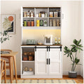 74" High Kitchen Pantry Cabinet, Large Kitchen Buffet with U+B Charging Port, 3 Shelves and 1 Drawer for Dining Room, Living Room, White