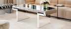 47 Inches Luxury Rectangular Mirror Coffee Table with Tempered Glass, Sofa Side Table, Easy 2 Step Assembly, Light Luxury Style, Reinforced Packaging