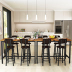 Lamerge Bar Table Set for 4 Kitchen Table and Chairs Set, Industrial Dinner Table with 4 PU Upholstered Stools Kitchen Pub Table for Kitchen, Space Saving, Restaurant (Rustic Brown and Black)