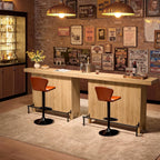 Okvnbjk 63-Inch 2-Tier Bar Table with Footrest, Oak | Coffee Bar Cabinet, Large Counter Height Pub Table Storage Shelf Home Bar Unit for Kitchen, Bistro, Dining Room, Living Room
