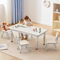 GITAWUSA Kids Study Table and Chairs Set, Height Adjustable Toddler Table and Chair Set for Kids Ages 3-8, Graffiti Desktop (Burlywood - 1)