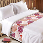 Red Orange Coastal Bed Runner Twin Size, Summer Coral Beach Nautical Bed Scarf Protector Slipcover for Bedroom Wedding Room Hotel, Bedding Runner Throws for Foot of Beds 71"x20"