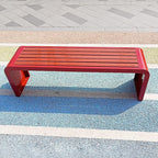 Curved Backless Outdoor Bench Clearance Weatherproof Garden Porch Benches with Oiled Finish Never Deformation or Fade Ideal for Porch Pool Garden Lawn(Red,120cm/47in)