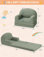 GAOMON Kids Sofa Chair, Sherpa Convertible Toddler Couch with Washable Cover, Crown Design Comfy Children's Reading Chair, Fold Out Sofa Bed for Playroom, Nursery, Girls & Boys (Half Round)